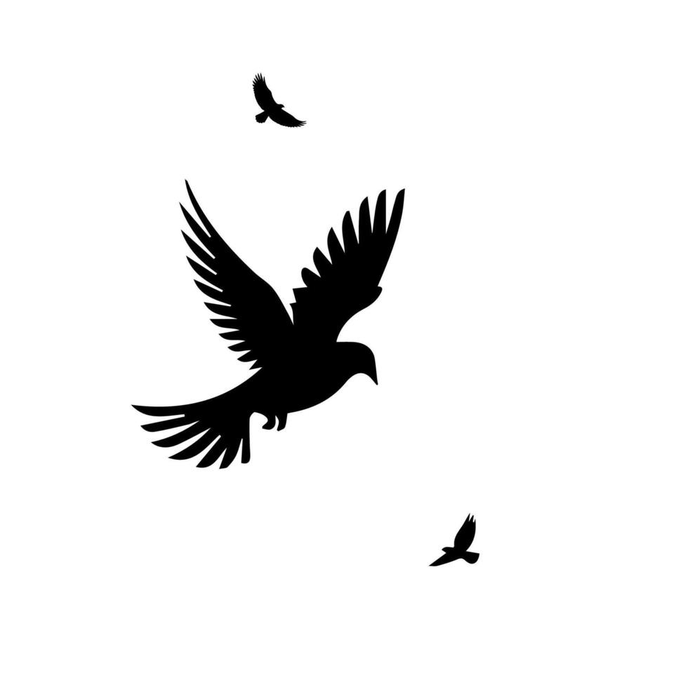 flying birds silhouette in white background vector