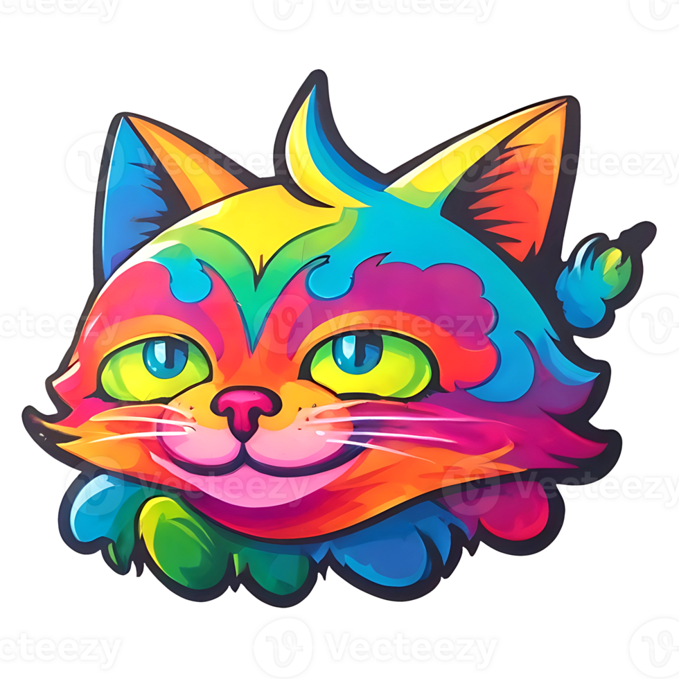 une coloré chat avec bleu yeux et vert yeux png