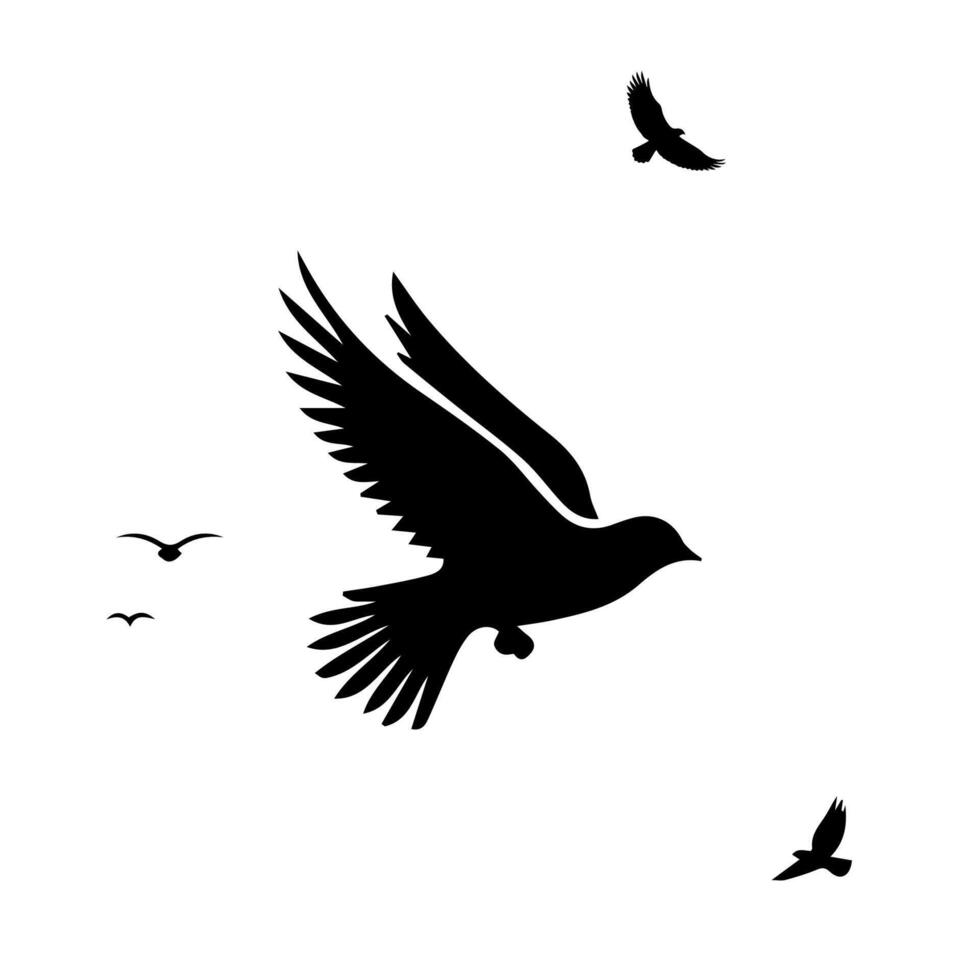 flying birds silhouette in white background vector