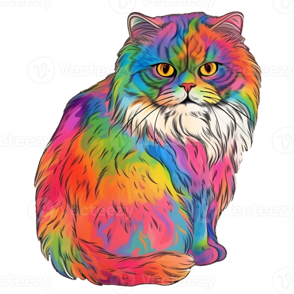 Persian Cat Rainbow color png