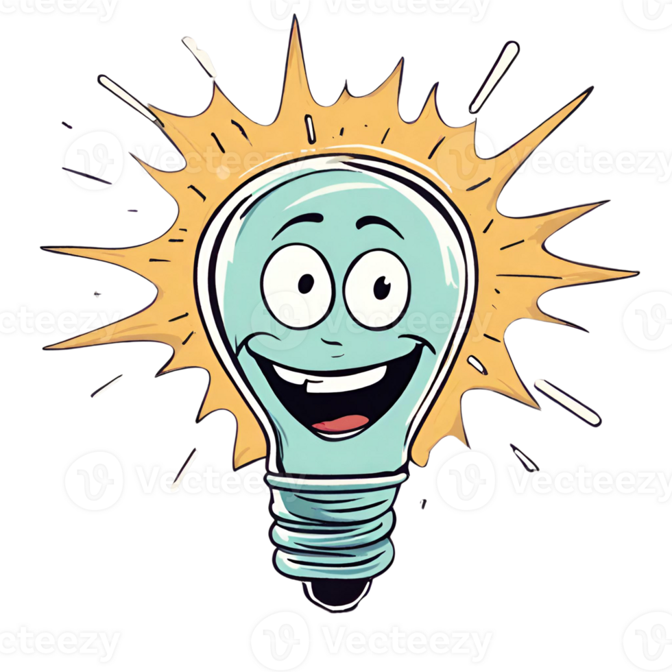 Funny Sparkling Laughing Lightbulb png