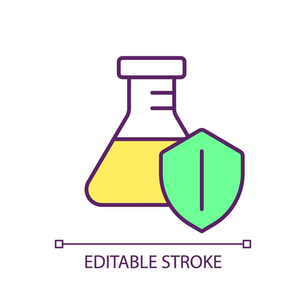 Toxic chemicals defense RGB color icon. Industrial harmful substances. Poisonous materials, health hazards. Isolated illustration. Simple filled line drawing. Editable stroke vector