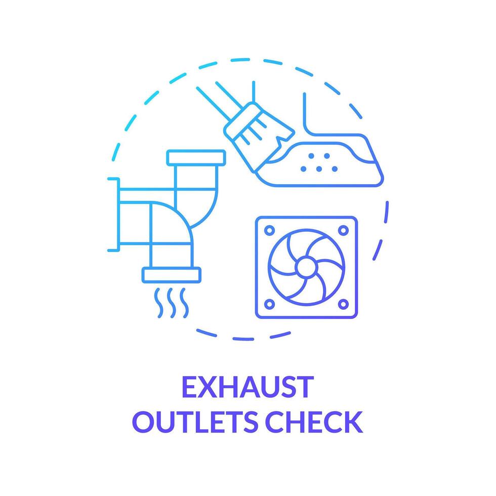 Exhaust outlets check blue gradient concept icon. Examination of HVAC system. Dust removal. Round shape line illustration. Abstract idea. Graphic design. Easy to use in promotional material vector