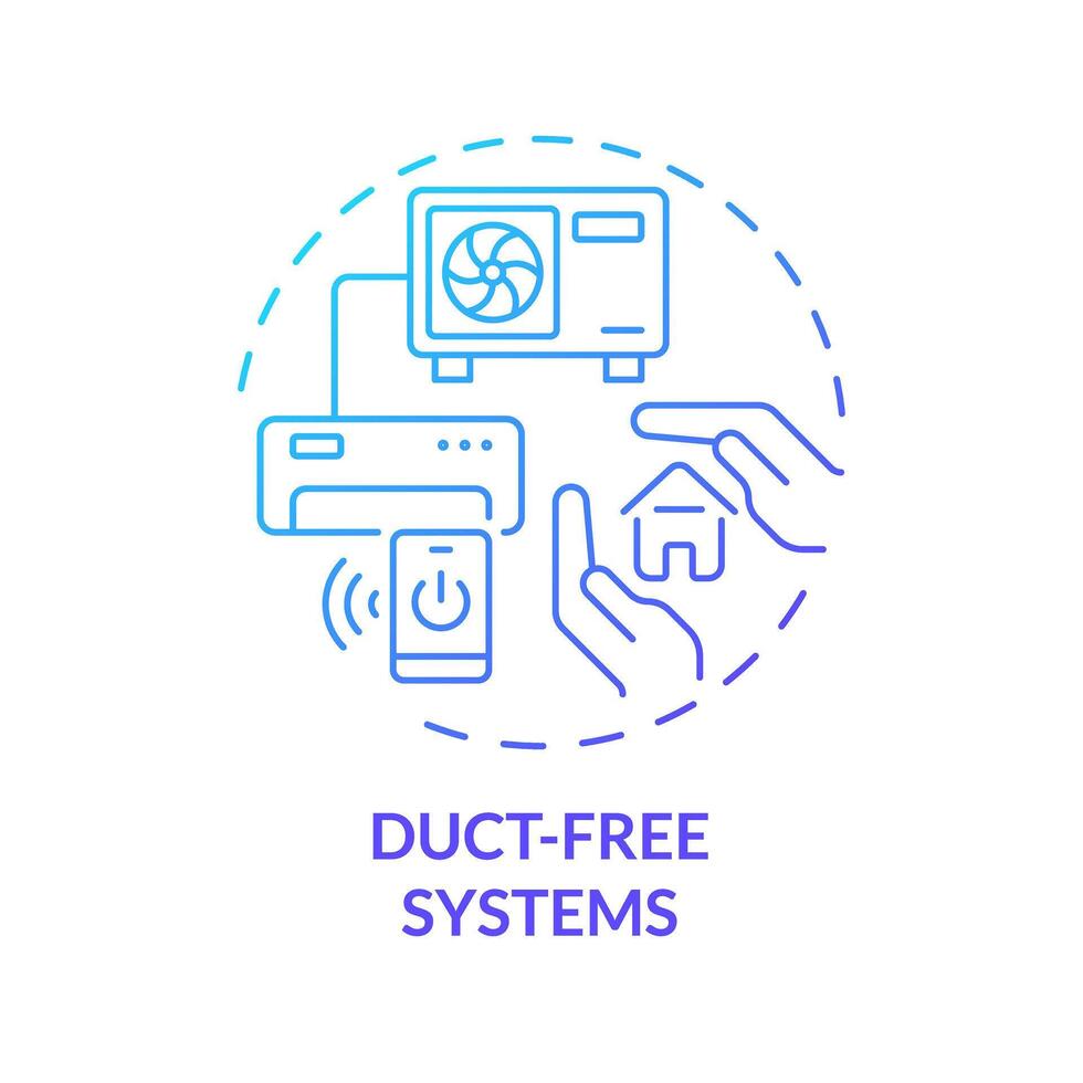 Duct free system blue gradient concept icon. Ductless mini-split systems. HVAC type. Round shape line illustration. Abstract idea. Graphic design. Easy to use in promotional material vector