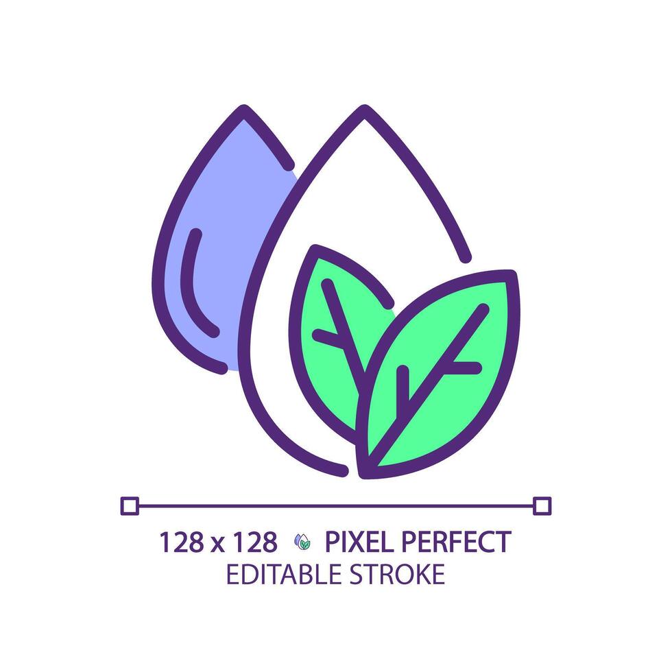 Eco water RGB color icon. Eco-friendly water use. Natural resource management. Water-saving practices. Isolated illustration. Simple filled line drawing. Editable stroke. Pixel perfect vector