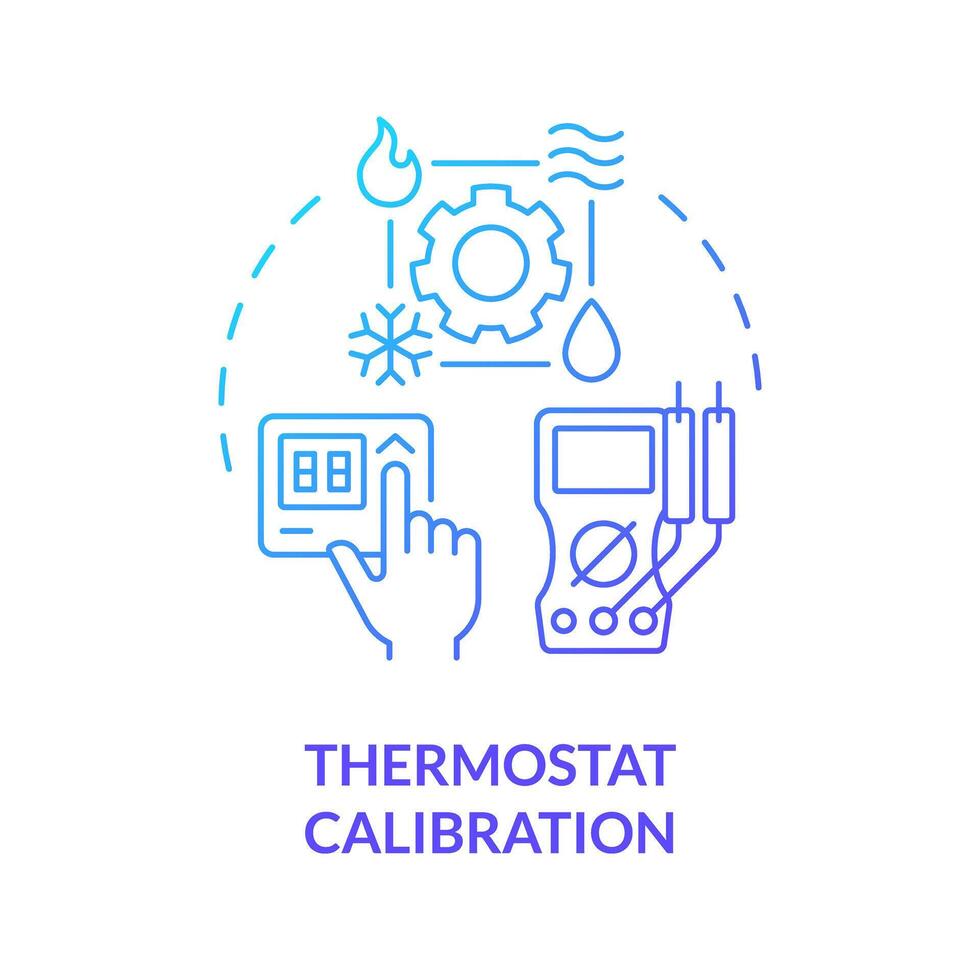 termostato calibración azul degradado concepto icono. temperatura control. hvac sistema mantenimiento. redondo forma línea ilustración. resumen idea. gráfico diseño. fácil a utilizar en promocional material vector