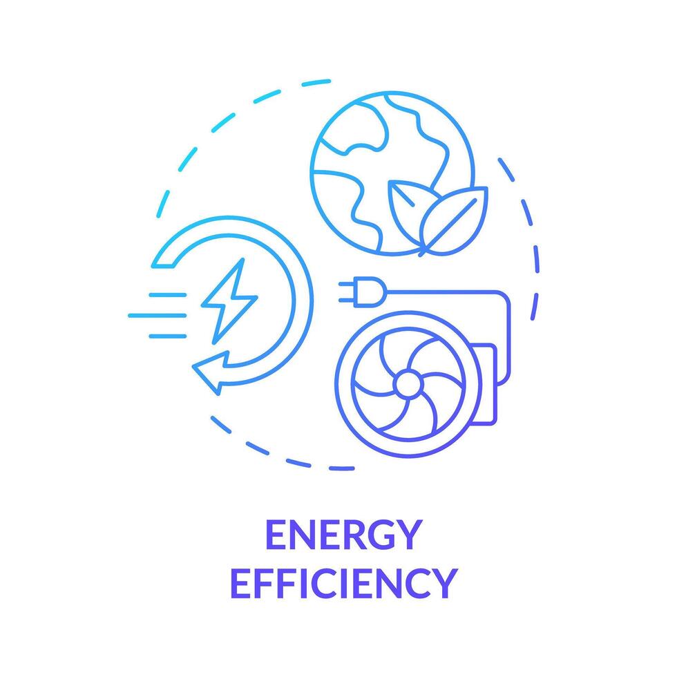 Energy efficiency blue gradient concept icon. Reducing energy consumption. HVAC system. Round shape line illustration. Abstract idea. Graphic design. Easy to use in promotional material vector