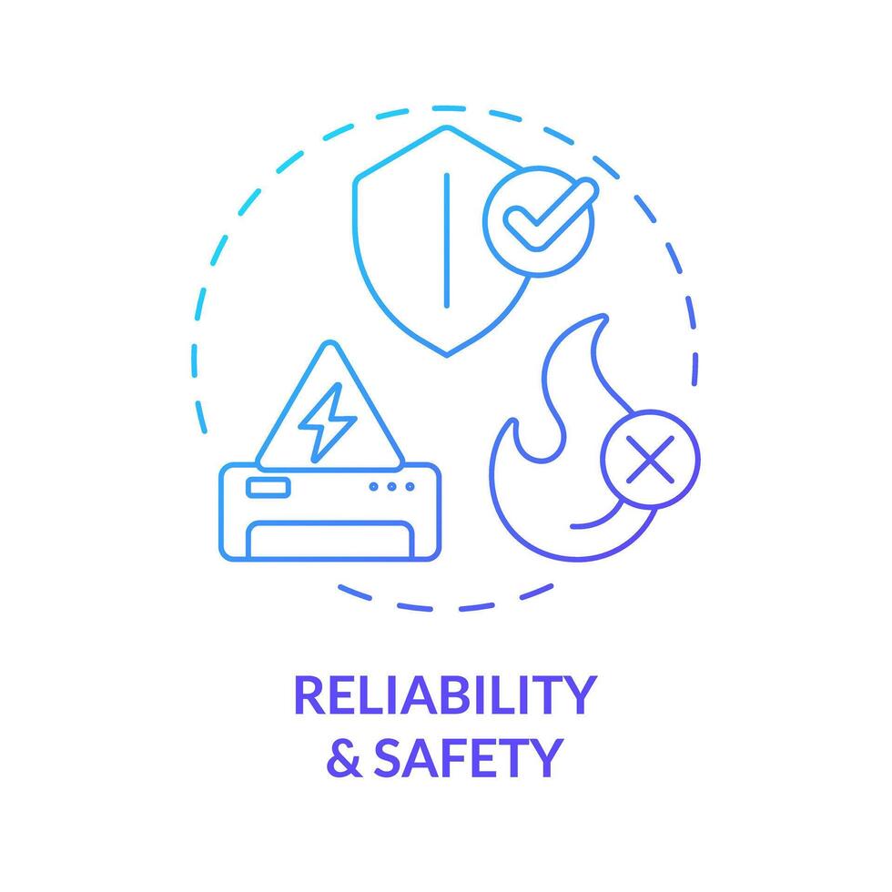 fiabilidad y la seguridad azul degradado concepto icono. regulador cumplimiento. hvac sistema mantenimiento. redondo forma línea ilustración. resumen idea. gráfico diseño. fácil a utilizar en promocional material vector