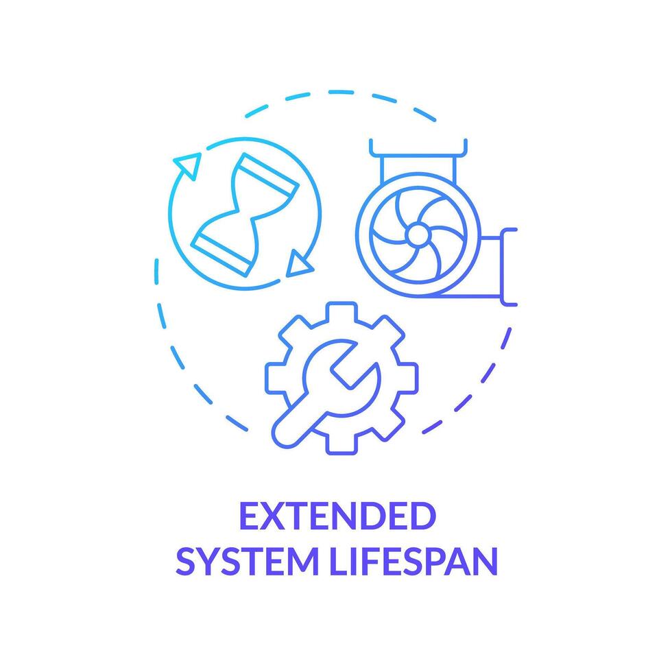 extendido sistema esperanza de vida azul degradado concepto icono. hvac sistema cuidado. preventivo mantenimiento. redondo forma línea ilustración. resumen idea. gráfico diseño. fácil a utilizar en promocional material vector