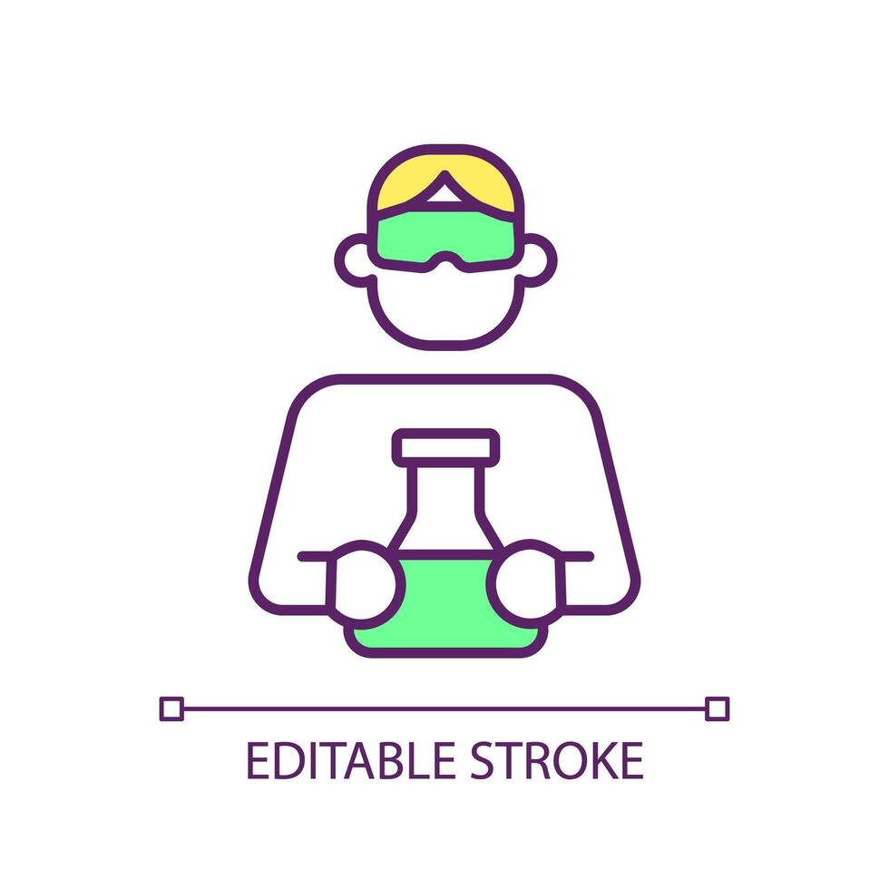Work with toxic solvents RGB color icon. Personal protective equipment. Safety protocols, risk assessment. Health hazards. Isolated illustration. Simple filled line drawing. Editable stroke vector