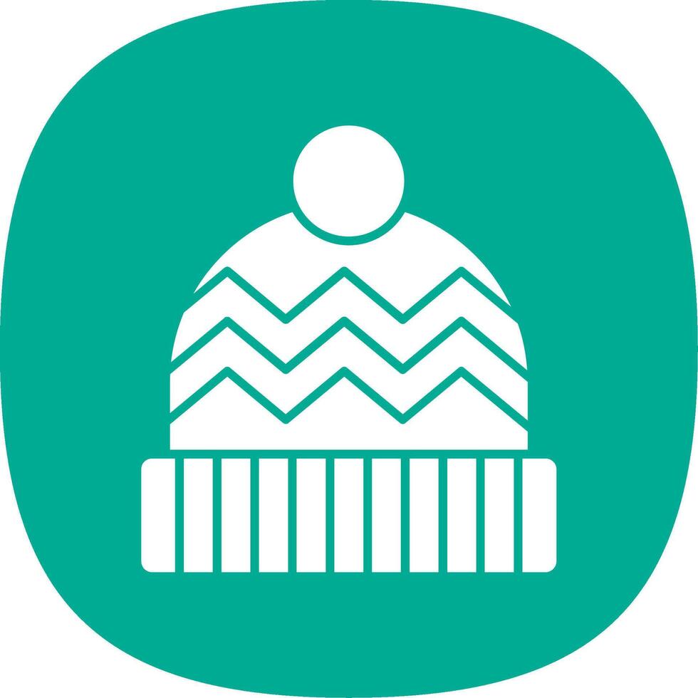 Knit Hat Glyph Curve Icon vector