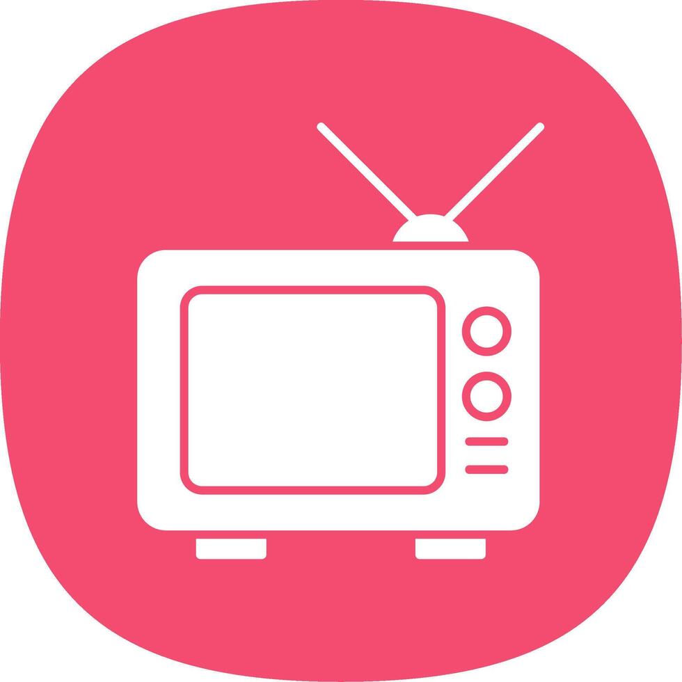 televisión glifo curva icono vector