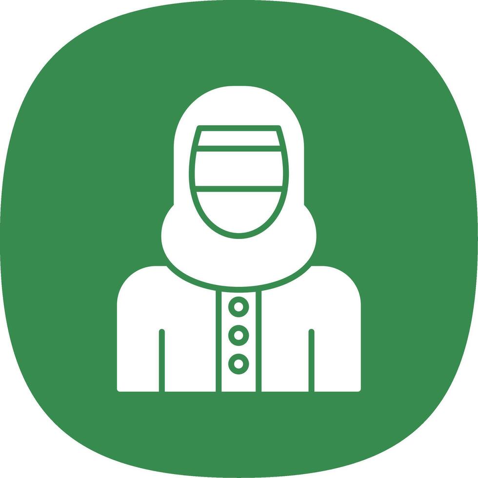 Woman with Niqab Glyph Curve Icon vector