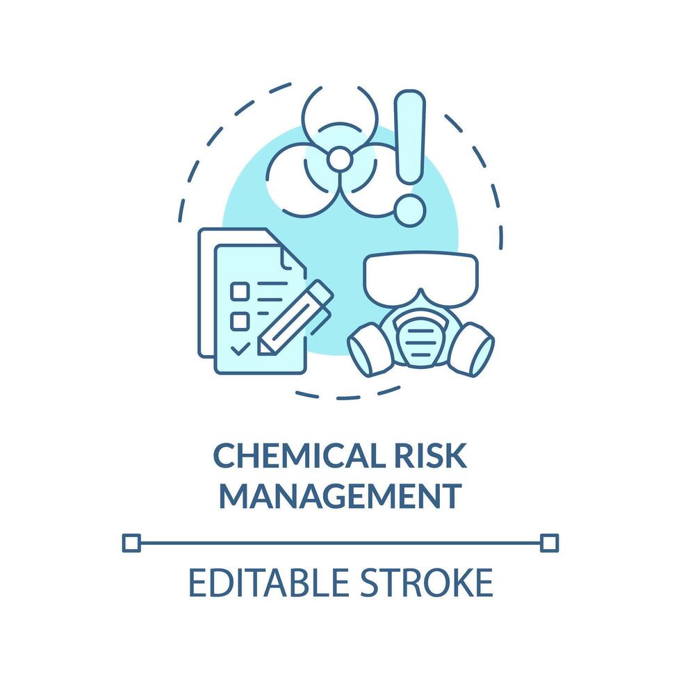 Chemical risk management soft blue concept icon. Personal protective equipment. Hazard danger sign. Round shape line illustration. Abstract idea. Graphic design. Easy to use presentation, article vector