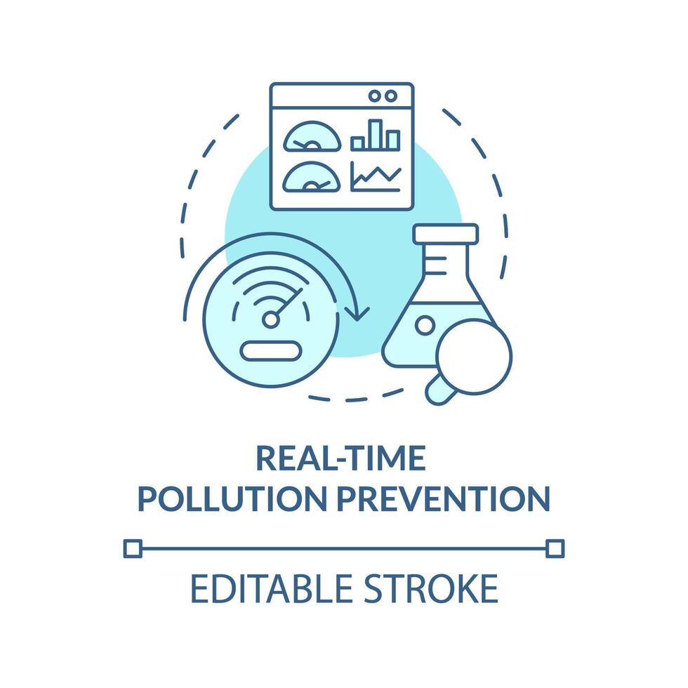 Realtime pollution prevention soft blue concept icon. Waste creation, environmental impact. Round shape line illustration. Abstract idea. Graphic design. Easy to use presentation, article vector