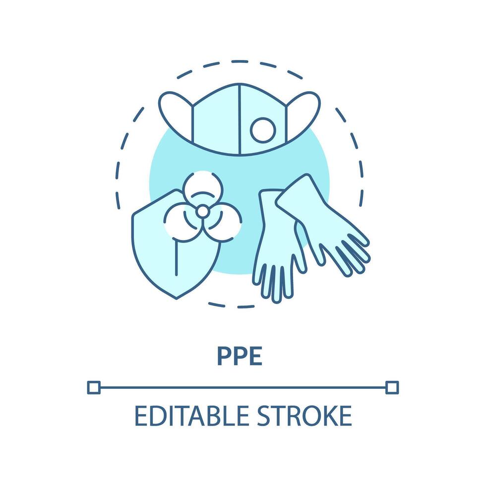 PPE soft blue concept icon. Personal protective equipment. Risk assessment, industrial hygiene. Round shape line illustration. Abstract idea. Graphic design. Easy to use presentation, article vector