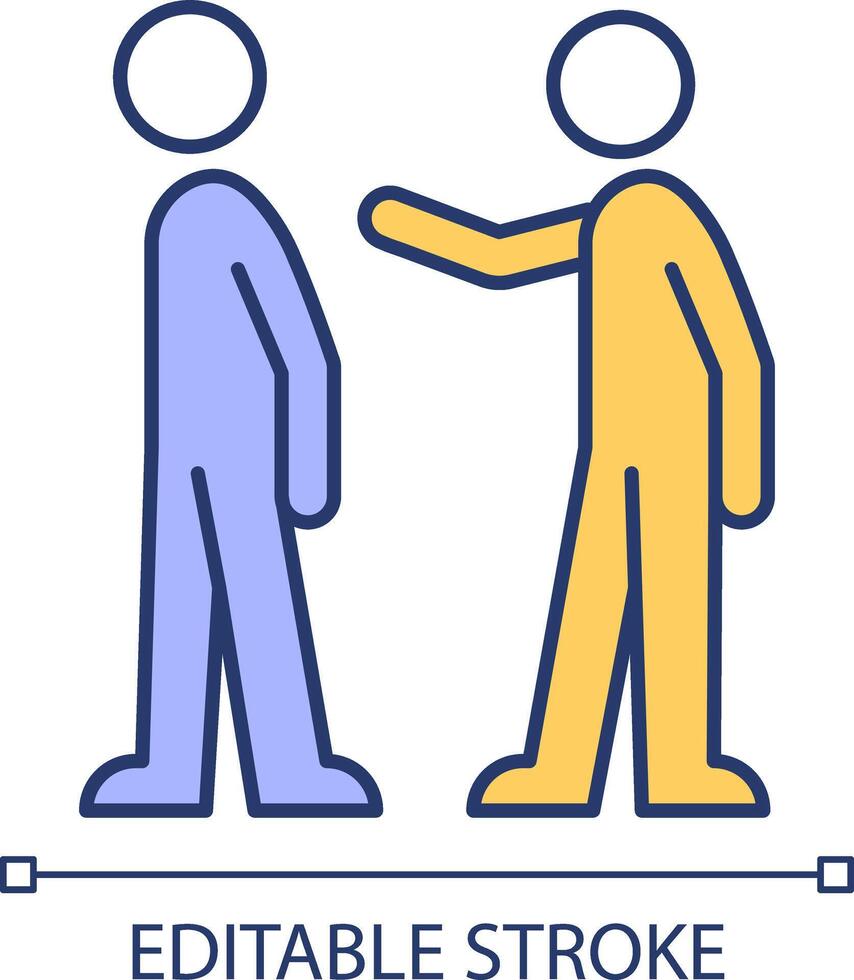 Avolition, social isolation RGB color icon. Antisocial behaviour. Personal boundaries, introverted. People ignoring. Isolated illustration. Simple filled line drawing. Editable stroke vector