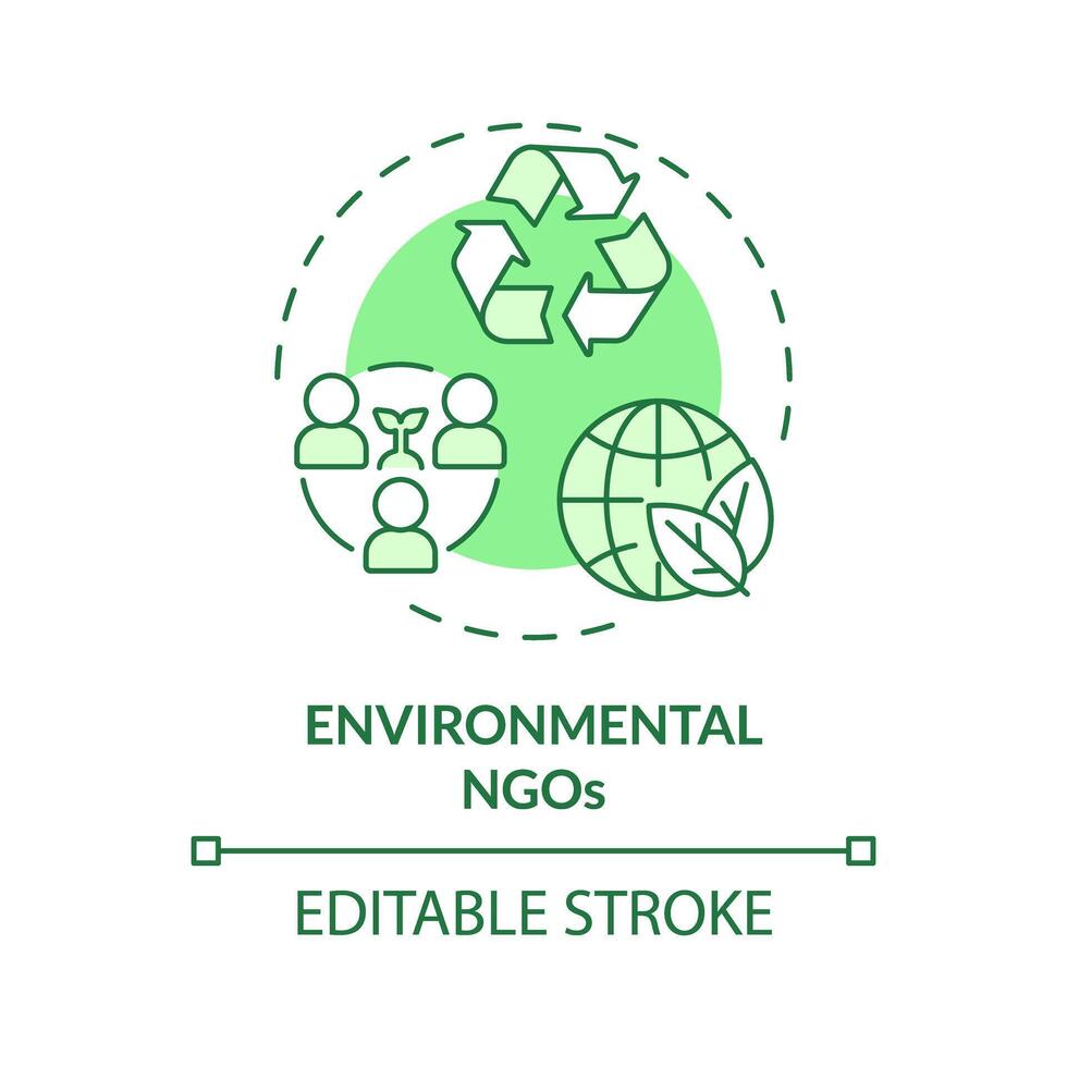 Environmental NGOs soft green concept icon. Non governmental organization. Climate action. Nature preservation. Round shape line illustration. Abstract idea. Graphic design. Easy to use in article vector
