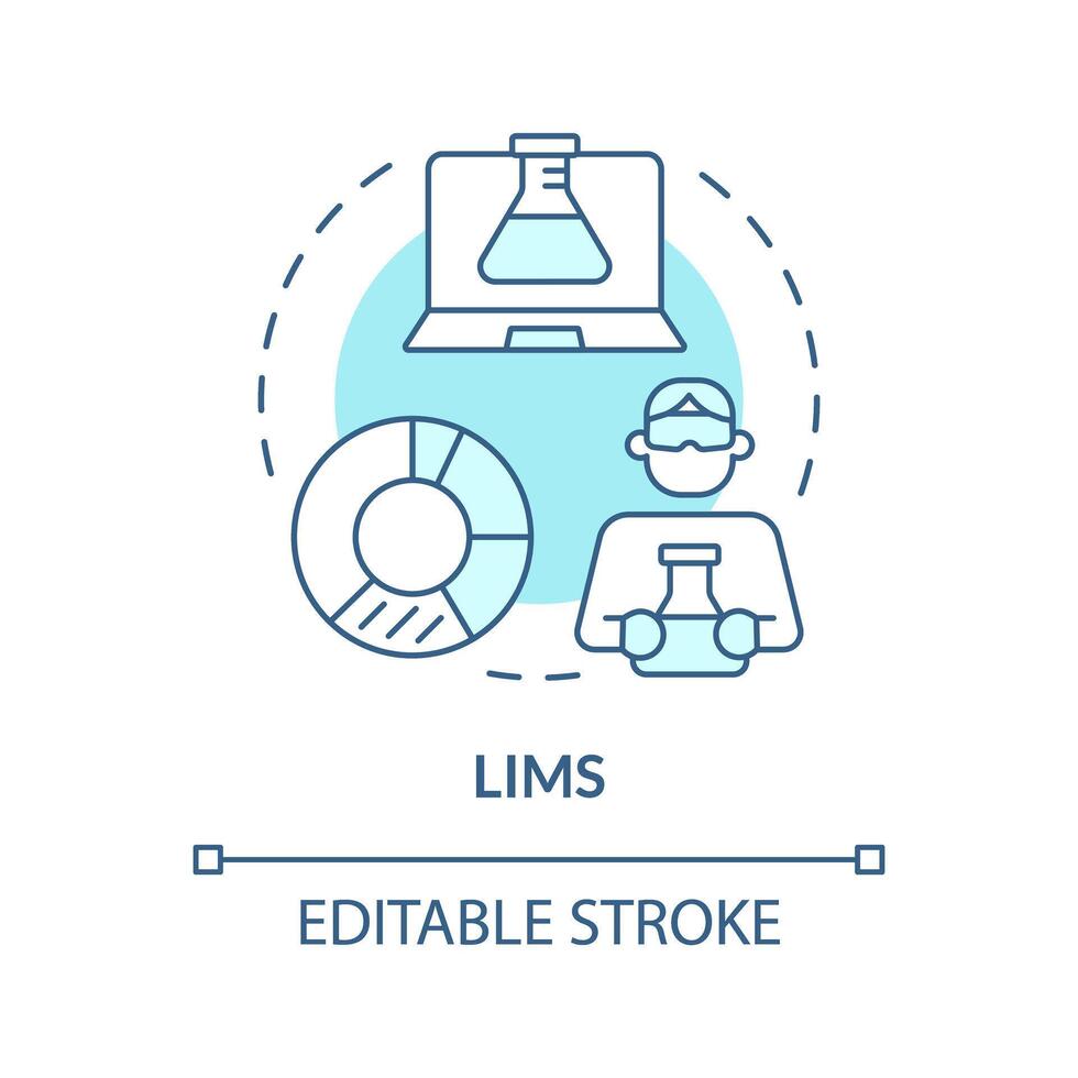 LIMS soft blue concept icon. Laboratory information management, sample tracking. Personal protection. Round shape line illustration. Abstract idea. Graphic design. Easy to use presentation, article vector