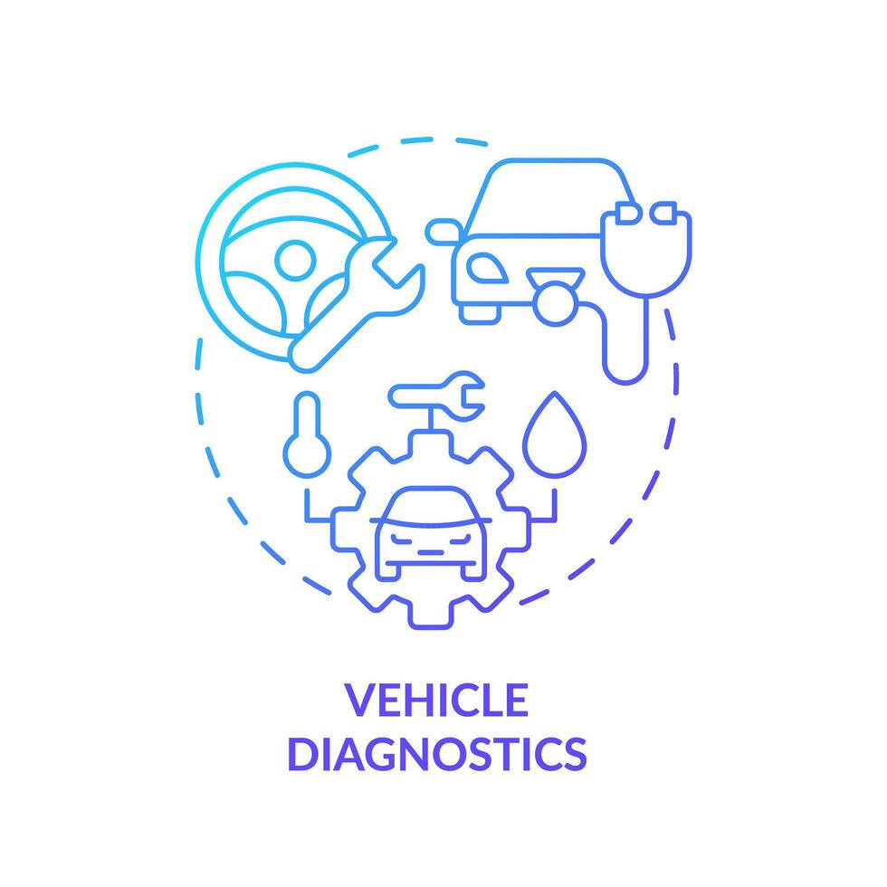 Vehicle diagnostics blue gradient concept icon. Car fleet management. Inventory control. Round shape line illustration. Abstract idea. Graphic design. Easy to use in infographic, presentation vector
