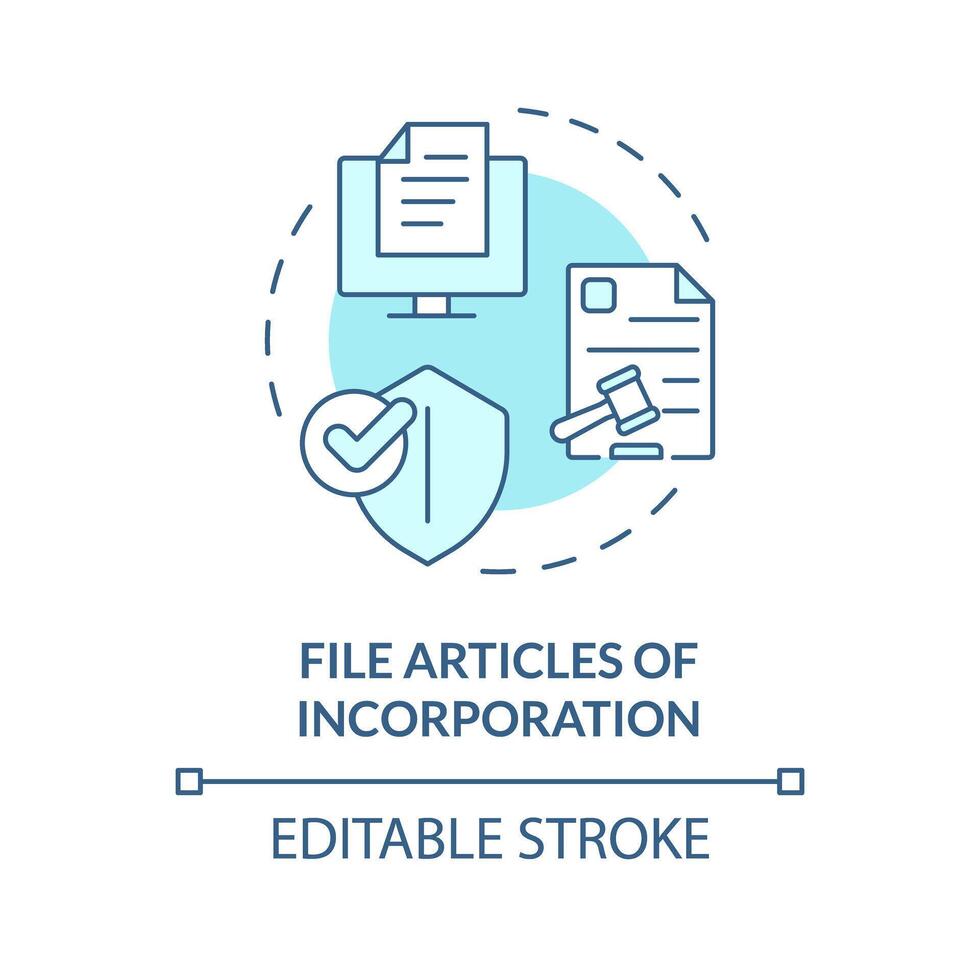 File articles of incorporation soft blue concept icon. Company registration. Steps to start NPO. Round shape line illustration. Abstract idea. Graphic design. Easy to use in article vector