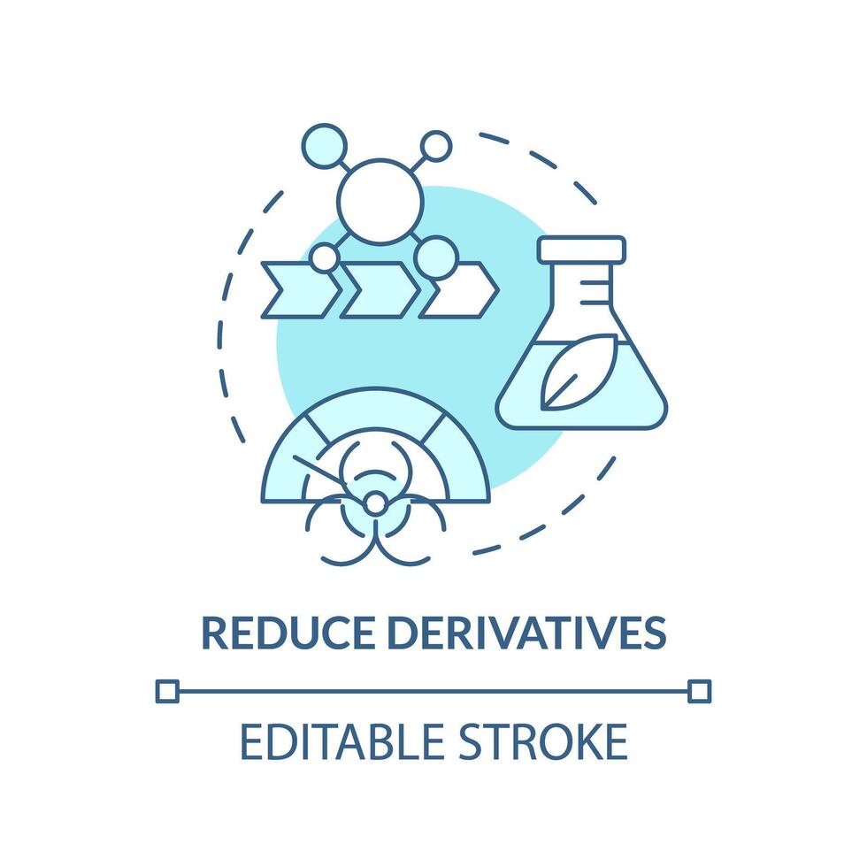 Reduce derivatives soft blue concept icon. Chemical waste reduction. Sustainable chemistry. Round shape line illustration. Abstract idea. Graphic design. Easy to use presentation, article vector