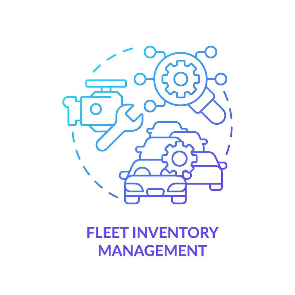 Fleet inventory management blue gradient concept icon. Vehicle diagnostic, efficiency control. Round shape line illustration. Abstract idea. Graphic design. Easy to use in infographic, presentation vector