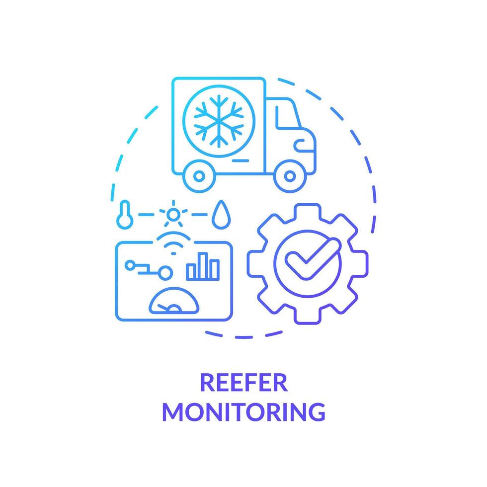 Reefer monitoring blue gradient concept icon. Fleet management. Industry regulation standards. Round shape line illustration. Abstract idea. Graphic design. Easy to use in infographic, presentation vector
