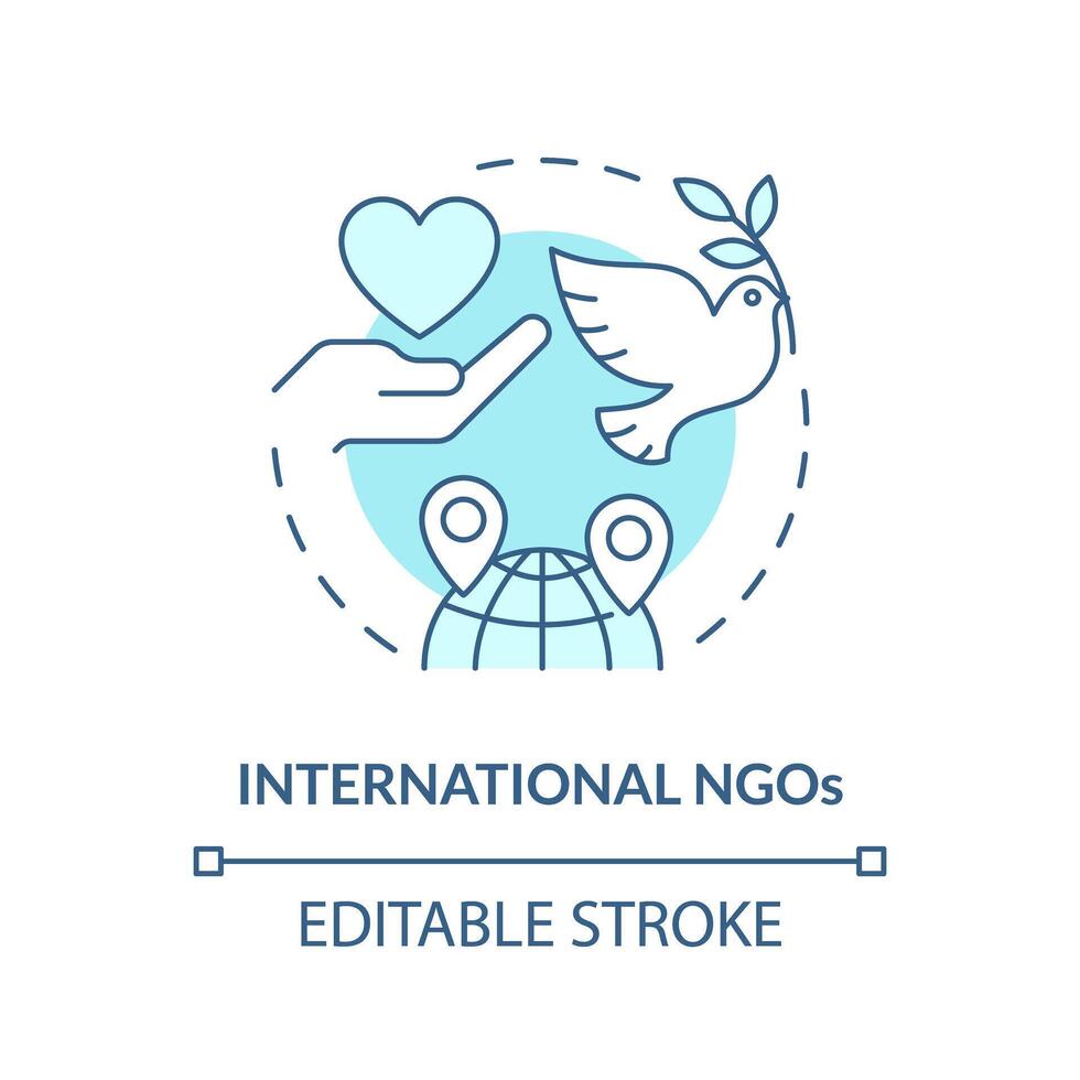 International NGOs soft blue concept icon. Non governmental organization. Global outreach. Worldwide partnership. Round shape line illustration. Abstract idea. Graphic design. Easy to use in article vector