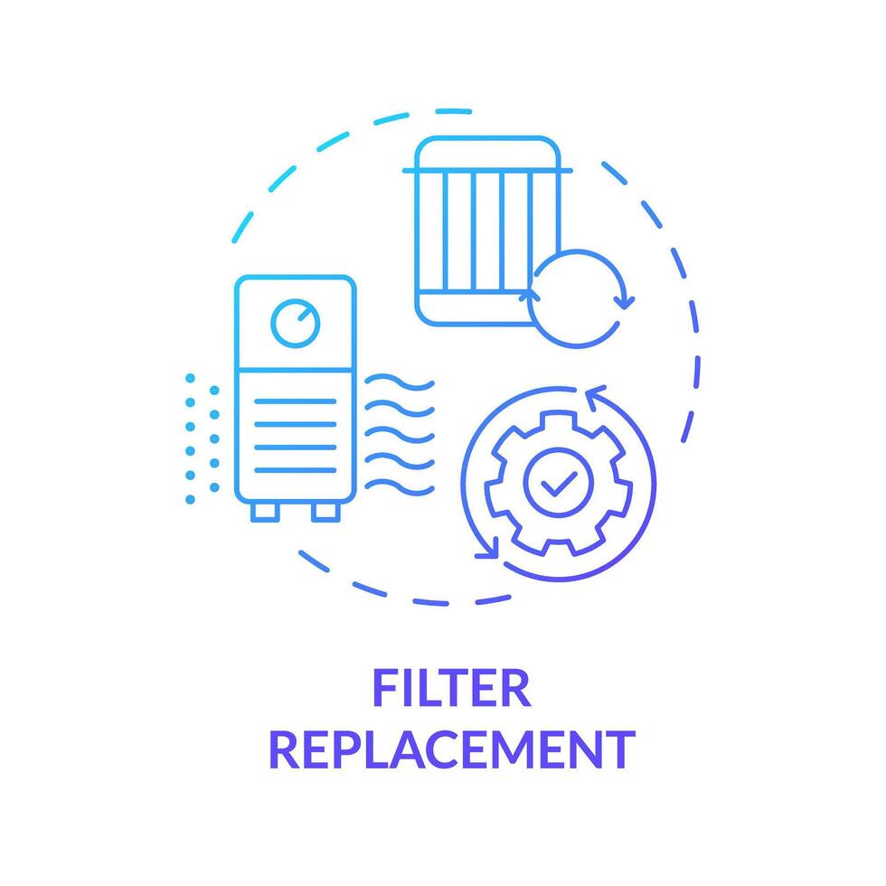 Filter replacement blue gradient concept icon. Air purifier maintenance. Air circulation. Round shape line illustration. Abstract idea. Graphic design. Easy to use in promotional material vector