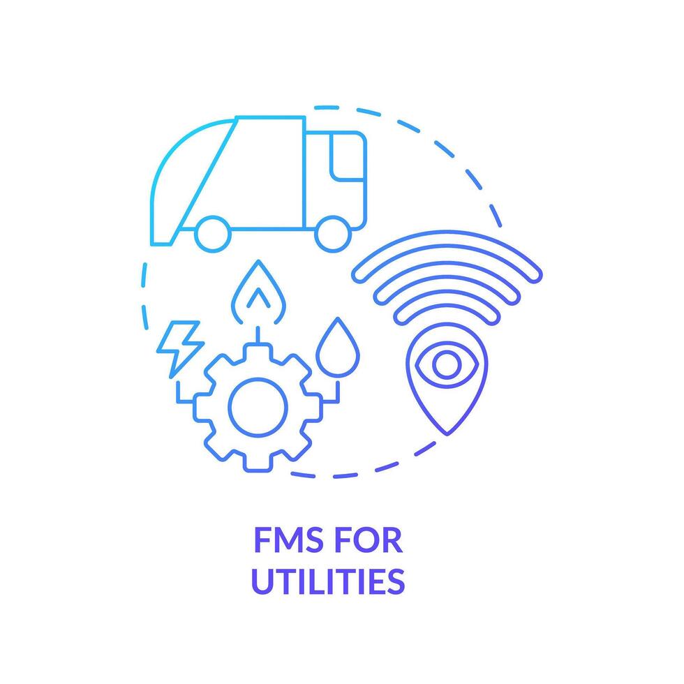 fms para utilidades azul degradado concepto icono. público transporte, ciudad infraestructura. redondo forma línea ilustración. resumen idea. gráfico diseño. fácil a utilizar en infografía, presentación vector