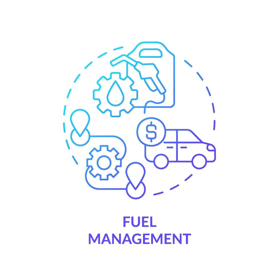 combustible administración azul degradado concepto icono. ruta mejoramiento, eficiencia control. redondo forma línea ilustración. resumen idea. gráfico diseño. fácil a utilizar en infografía, presentación vector