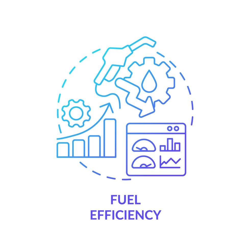 combustible eficiencia azul degradado concepto icono. flota gestión. negocio rentabilidad. redondo forma línea ilustración. resumen idea. gráfico diseño. fácil a utilizar en infografía, presentación vector