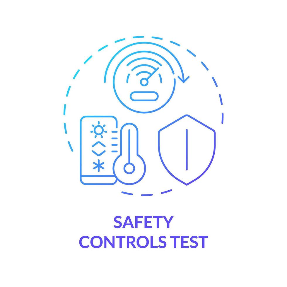 Safety controls test blue gradient concept icon. Alarm system. HVAC safety. Prevent accident. Round shape line illustration. Abstract idea. Graphic design. Easy to use in promotional material vector