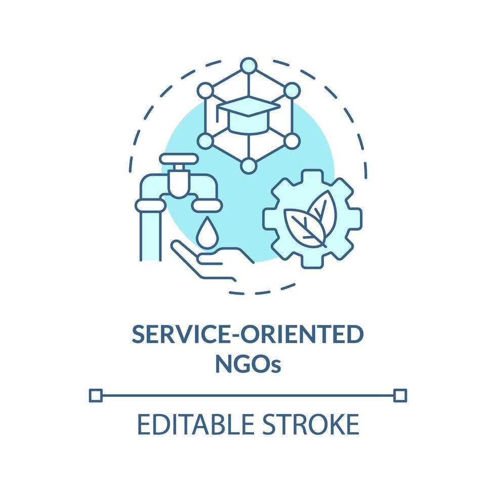 Service oriented NGOs soft blue concept icon. Non governmental organization. Community development. Round shape line illustration. Abstract idea. Graphic design. Easy to use in article vector