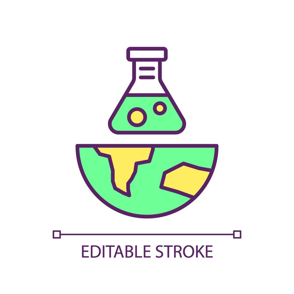 Environmental safe reagents RGB color icon. Green chemistry, chemical sustainability. Ecological damage, pollution reduce. Isolated illustration. Simple filled line drawing. Editable stroke vector