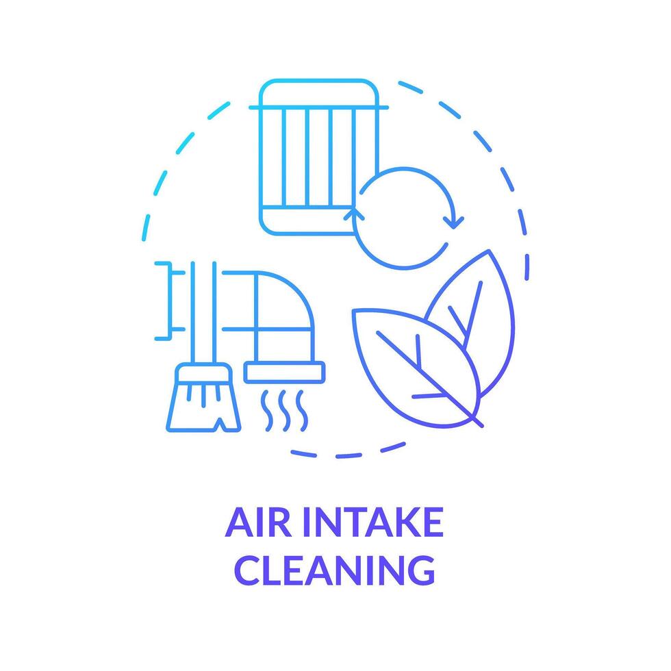 Air intake cleaning blue gradient concept icon. Dust and debris removal. Air purification. Round shape line illustration. Abstract idea. Graphic design. Easy to use in promotional material vector