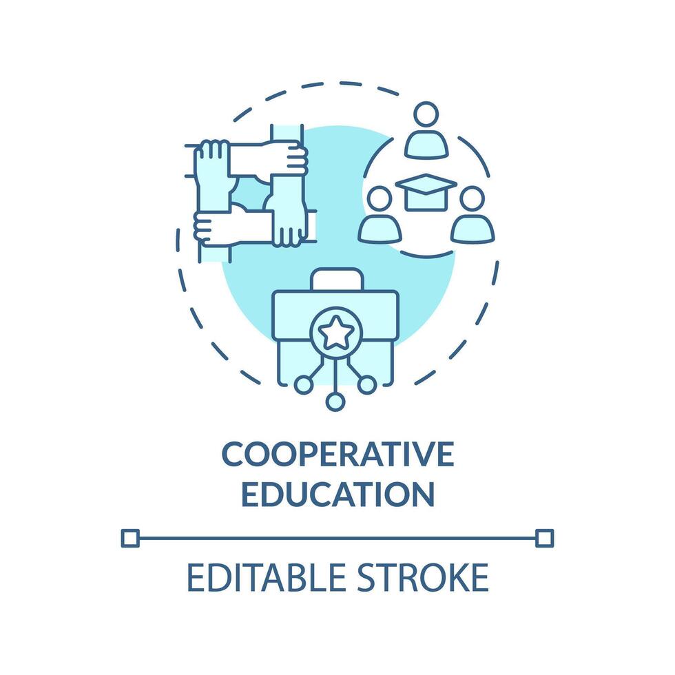 Cooperative education soft blue concept icon. Blending classroom learning with practical work experience. Round shape line illustration. Abstract idea. Graphic design. Easy to use in presentation vector