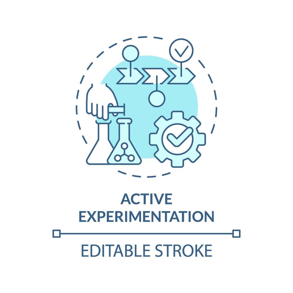 Active experimentation soft blue concept icon. Kolb experiential learning model. Applying new ideas. Round shape line illustration. Abstract idea. Graphic design. Easy to use in presentation vector