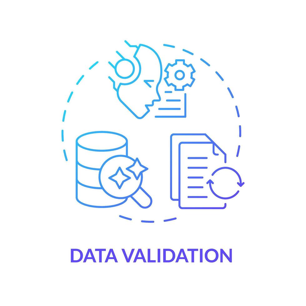 Data validation blue gradient concept icon. Information processing, digital workflow. Round shape line illustration. Abstract idea. Graphic design. Easy to use in infographic, presentation vector