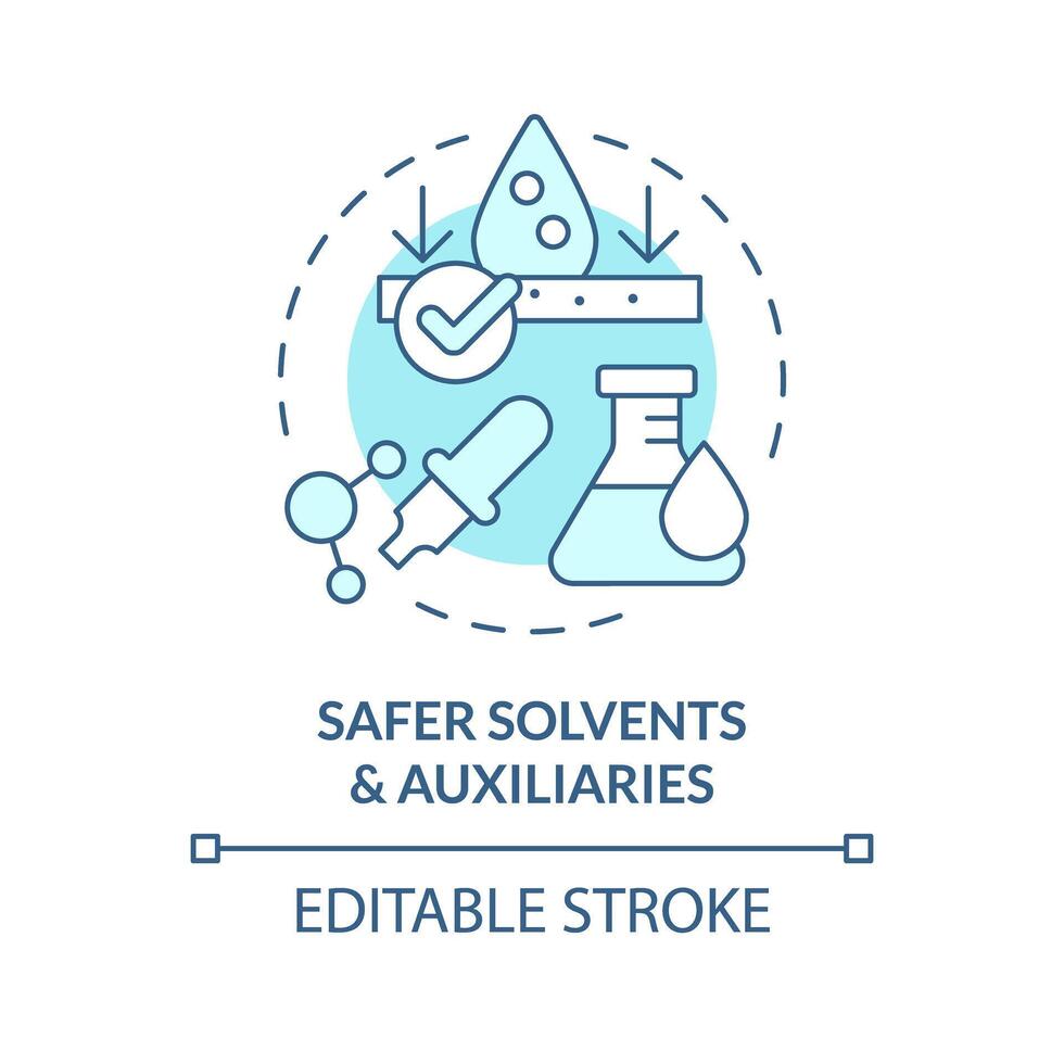 Safer solvents and auxiliaries soft blue concept icon. Material safety ...