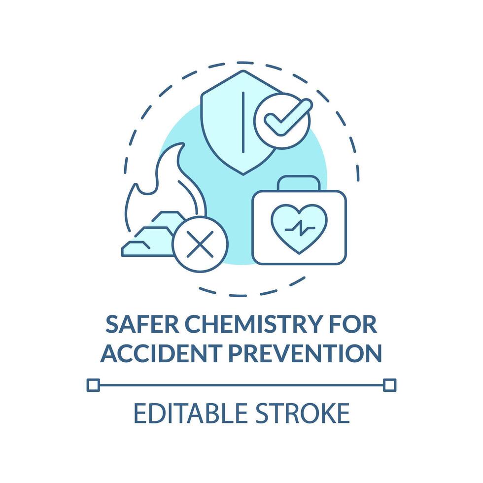 Accident prevention safer chemistry soft blue concept icon. Material safety. Safe chemistry, risk reduce. Round shape line illustration. Abstract idea. Graphic design. Easy to use presentation vector