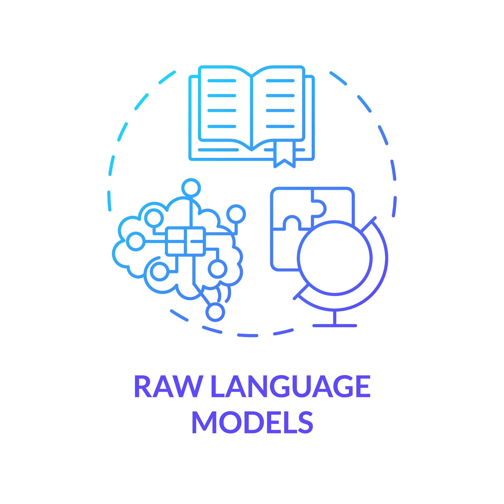 Raw language models blue gradient concept icon. Advanced machine ...