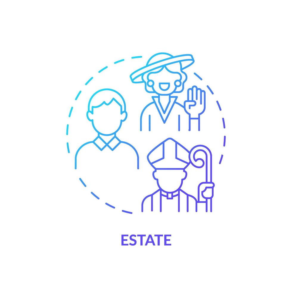 Estate systems blue gradient concept icon. Social stratification. Economic disparity. Feudal system. Social hierarchy. Round shape line illustration. Abstract idea. Graphic design. Easy to use in book vector