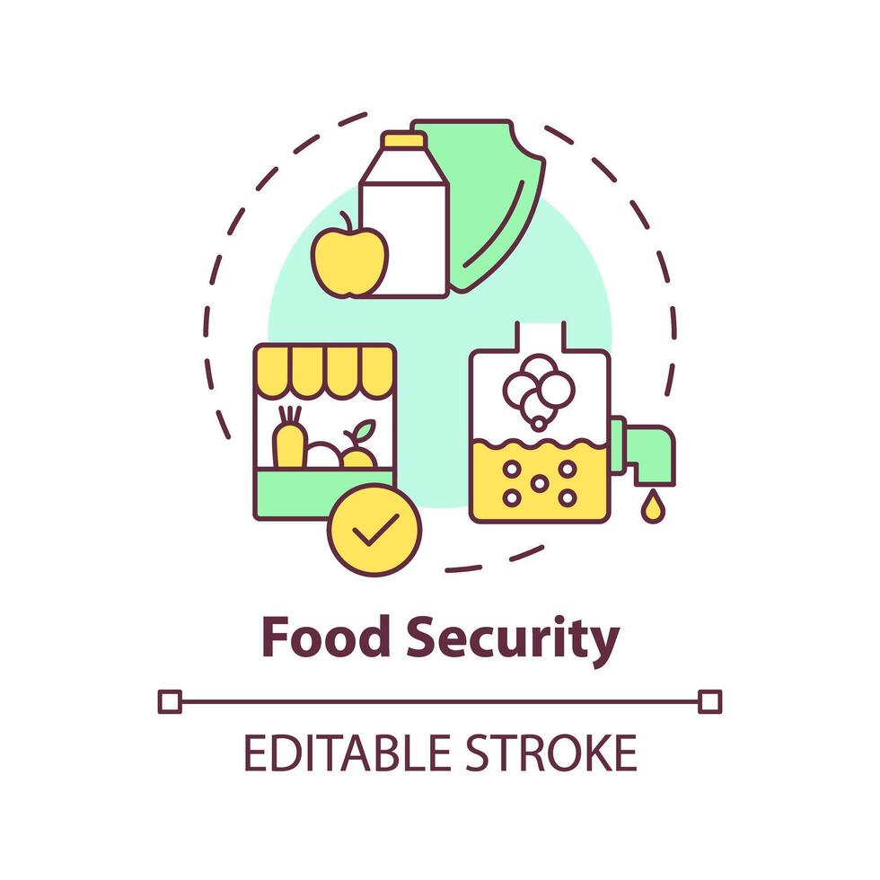 Food security multi color concept icon. Industry standards. Lactose free, dairy products. Round shape line illustration. Abstract idea. Graphic design. Easy to use in article, blog post vector