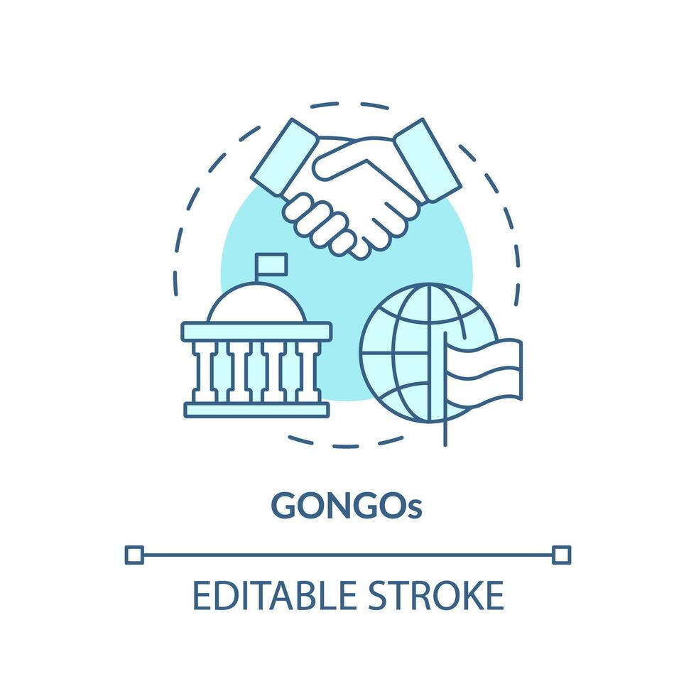 GONGOs soft blue concept icon. Government organized NGO. State sponsored organizations. Global affairs. Round shape line illustration. Abstract idea. Graphic design. Easy to use in article vector