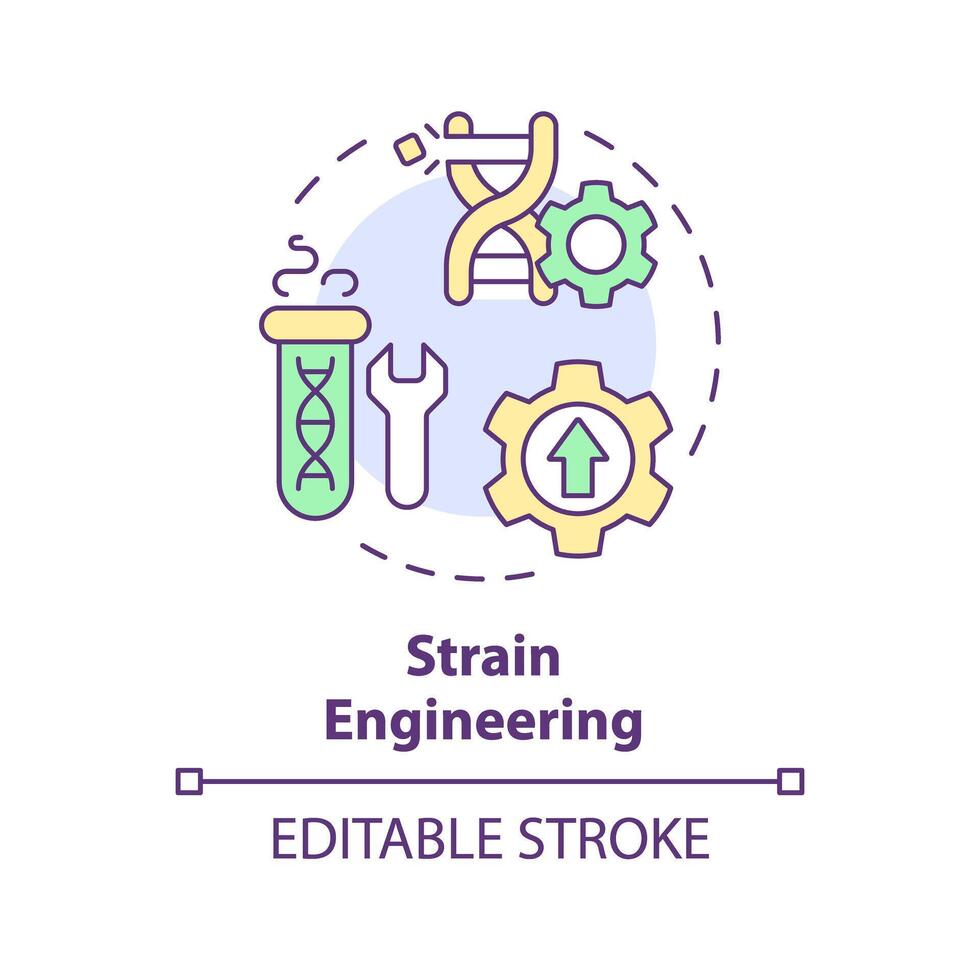 Strain engineering multi color concept icon. Hybrid agriculture. Seed modification, bioengineering. Round shape line illustration. Abstract idea. Graphic design. Easy to use in article, blog post vector