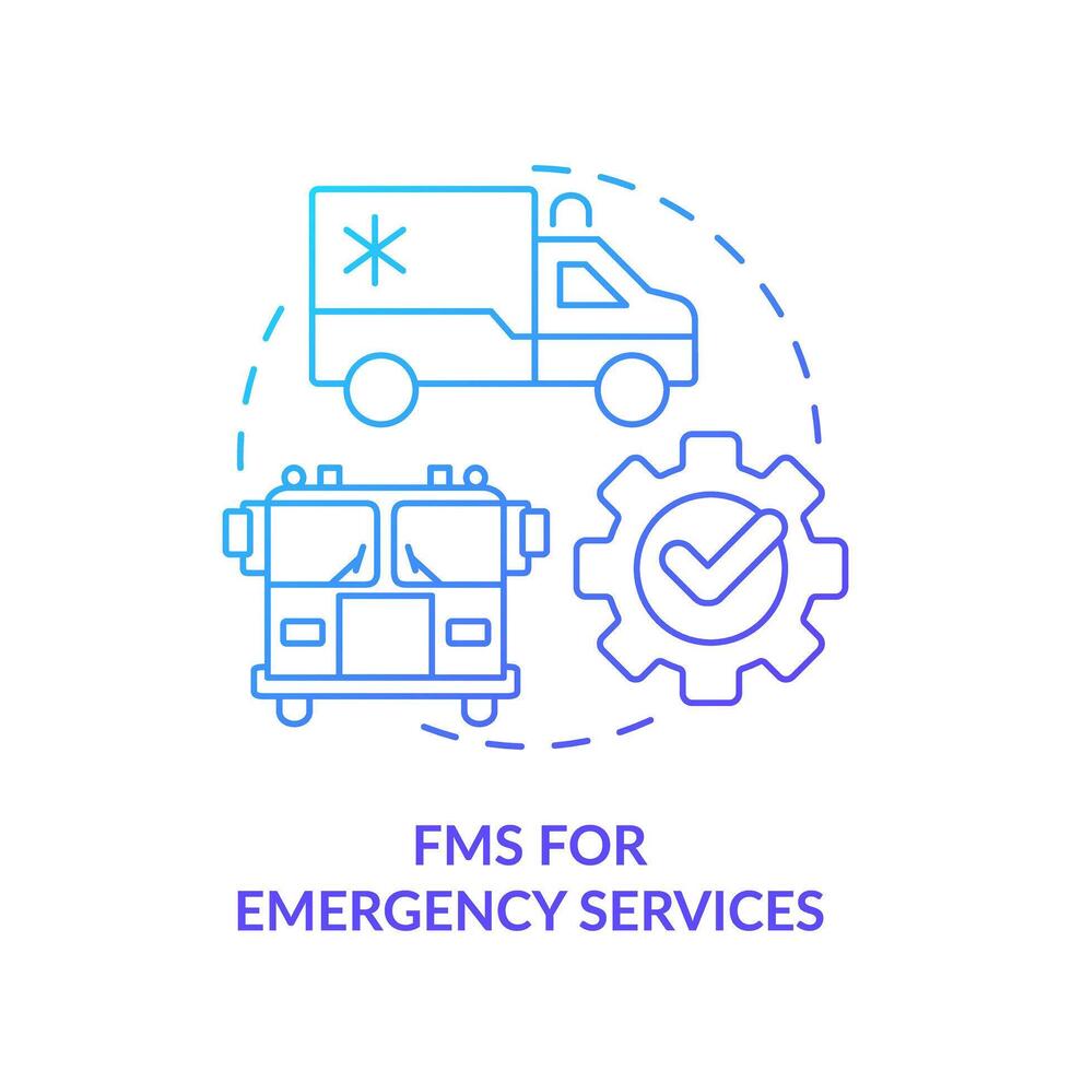 fms para emergencia servicios azul degradado concepto icono. público seguridad, especializado equipo. redondo forma línea ilustración. resumen idea. gráfico diseño. fácil a utilizar en infografía, presentación vector