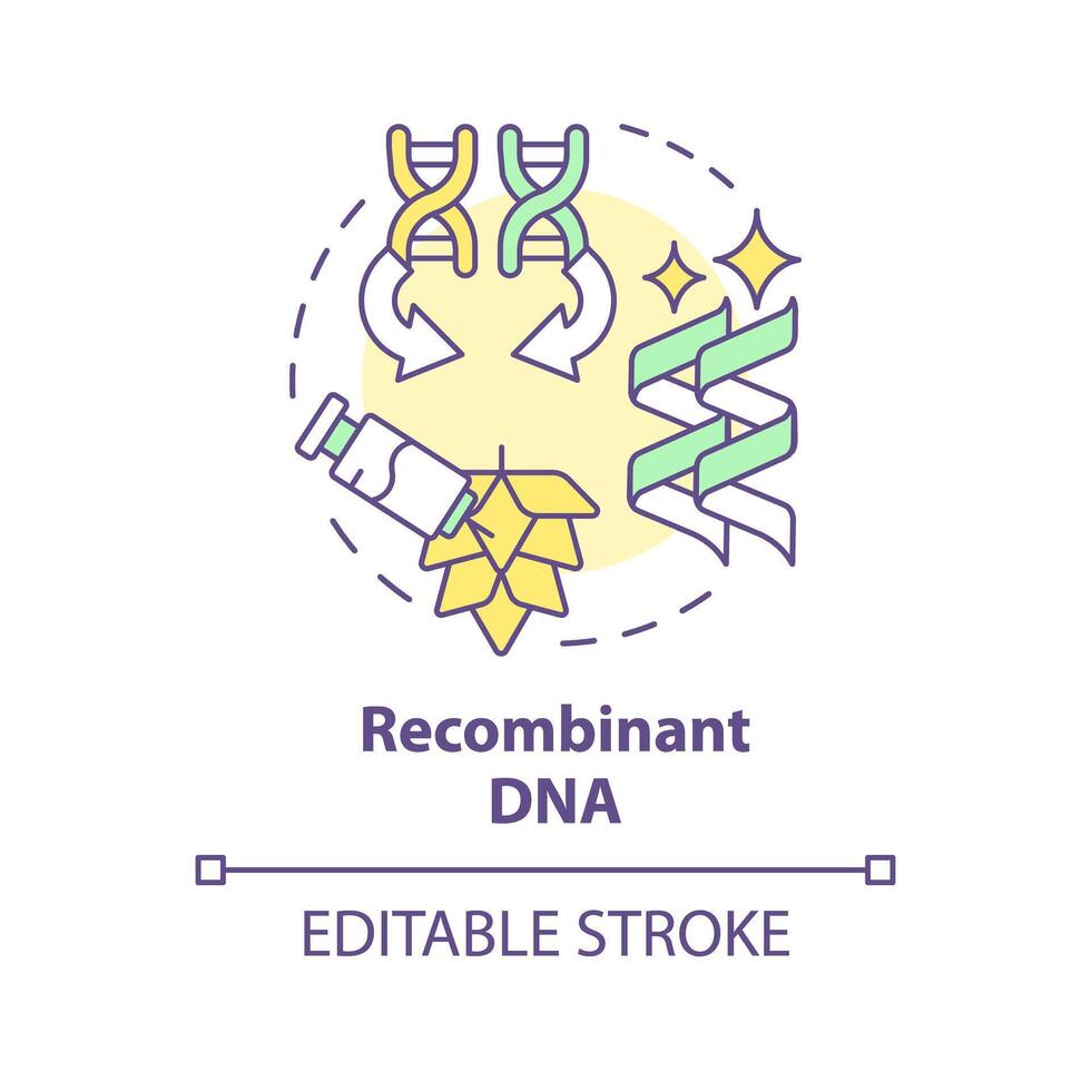 Recombinant DNA multi color concept icon. Genome sequencing, rna interference. Crop improvement. Round shape line illustration. Abstract idea. Graphic design. Easy to use in article, blog post vector