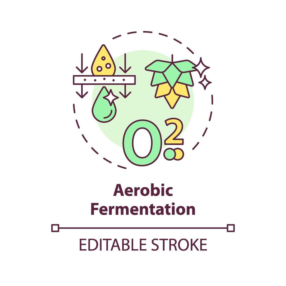 aerobio fermentación multi color concepto icono. agrícola condiciones, metabólico procesos. cultivo tecnología. redondo forma línea ilustración. resumen idea. gráfico diseño. fácil a utilizar vector